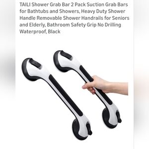 TAILI Suction Shower Grab Bar 2-Pack in White and Black 16.8" Length